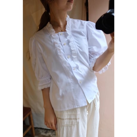 white frill  blouse