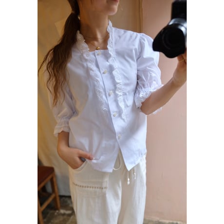 white frill  blouse