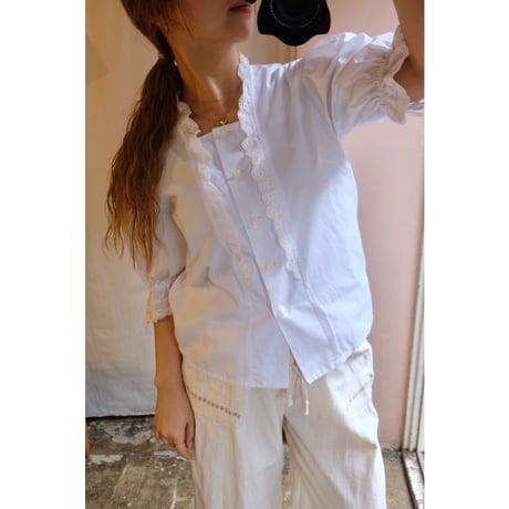 white frill  blouse