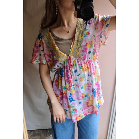 colorful flower blouse