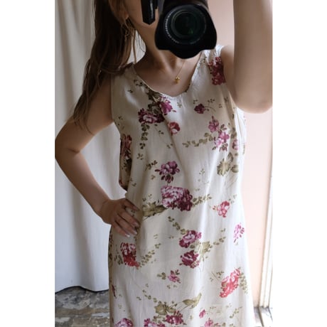 beige flower one-piece