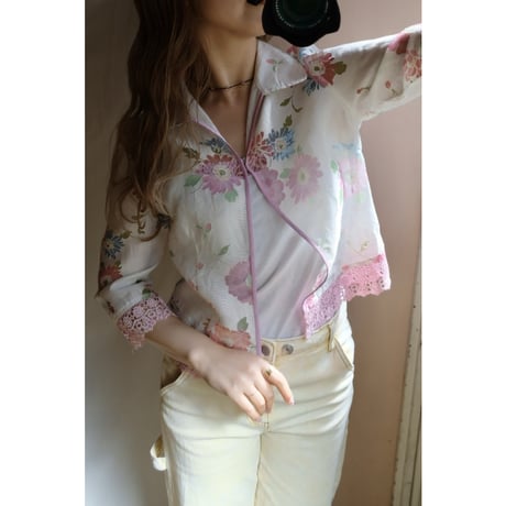 pink flower  blouse