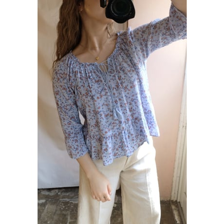 blue flower blouse