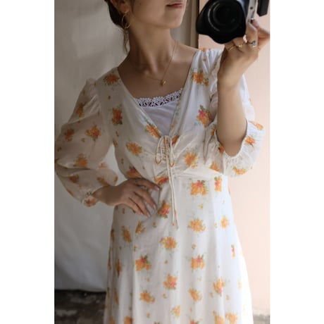 orange flower one-piece