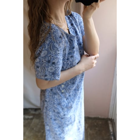 blue flower one-piece