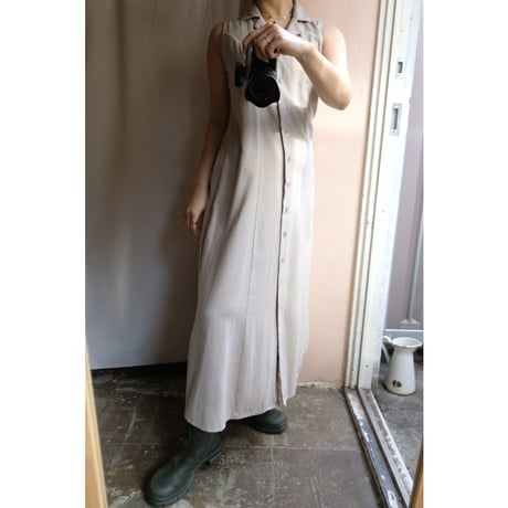 beige silk one-piece
