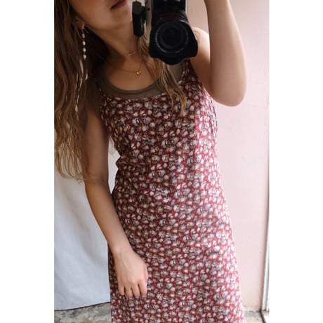 wine red flower one-piece