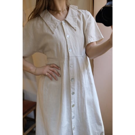 beige linen one-piece