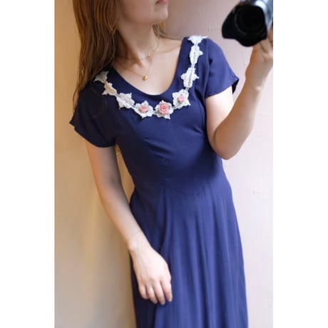 navy rose one-piece