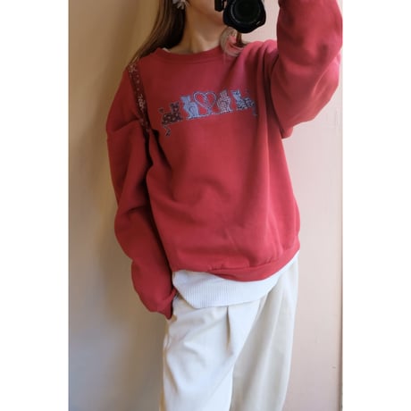 vintage red cat sweat
