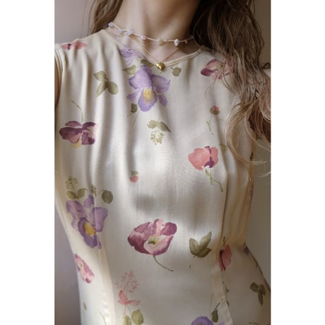 beige flower one-piece
