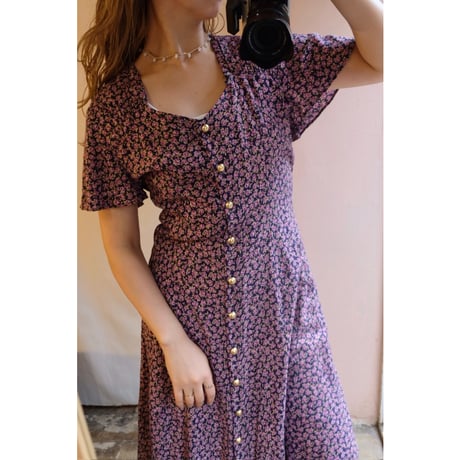navy purple rose one-piece