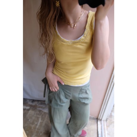 yellow lace tank top