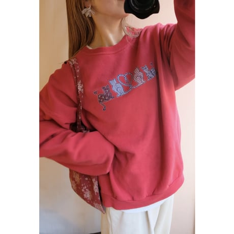 vintage red cat sweat