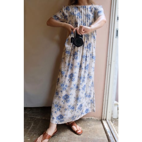 blue flower one-piece