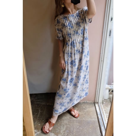 blue flower one-piece