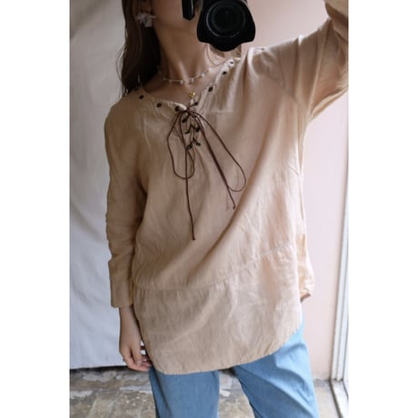 beige ribbon blouse