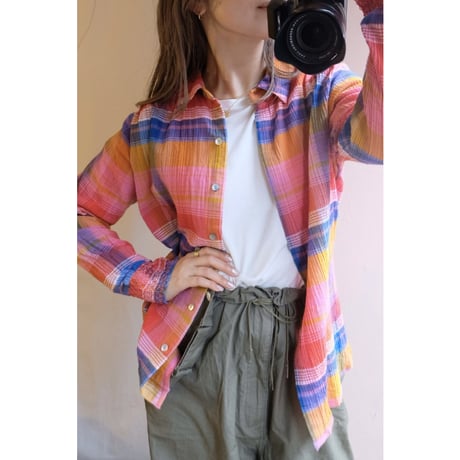 colorful gingham check shirt
