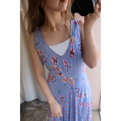 blue flower one-piece