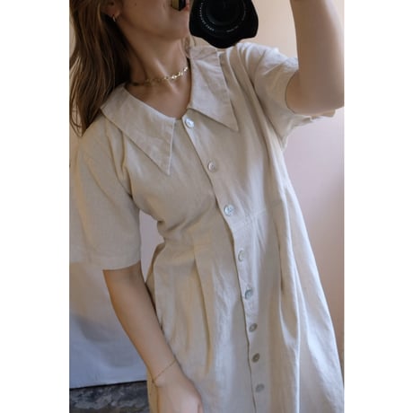 beige linen one-piece
