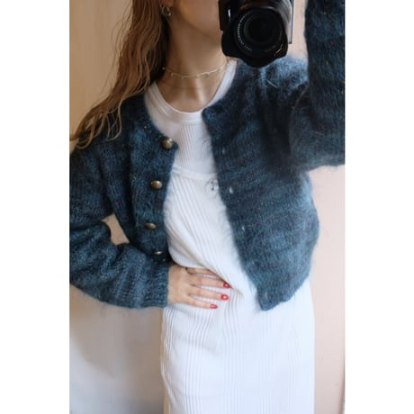 dark green mohair cardigan