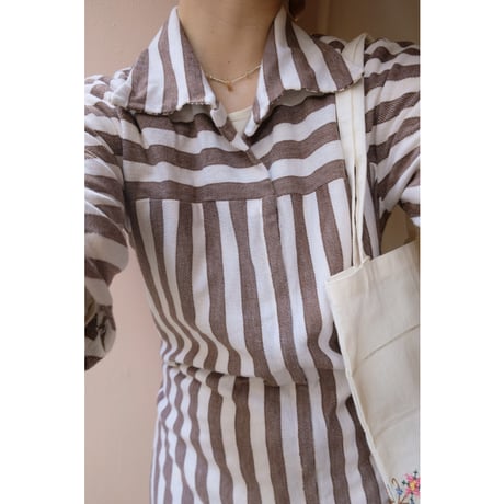 brown stripe one-piece