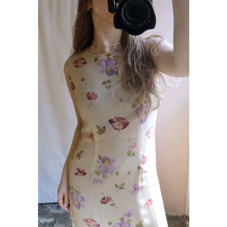 beige flower one-piece