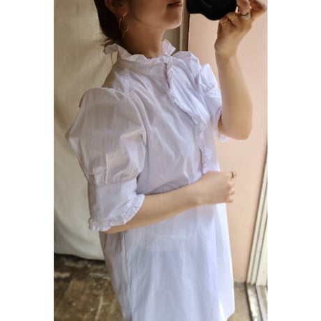white frill  blouse