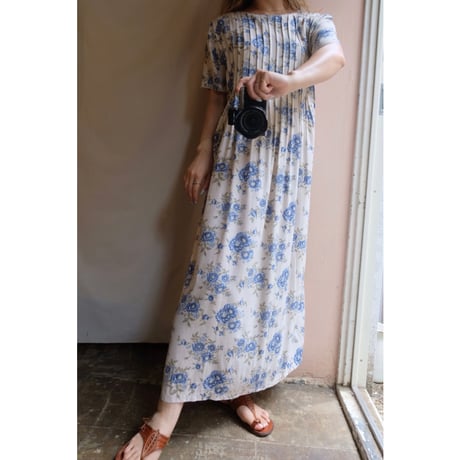 blue flower one-piece