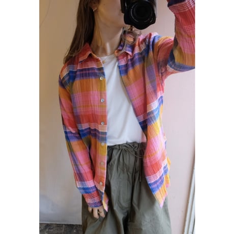 colorful gingham check shirt