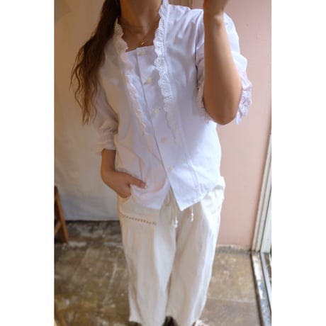 white frill  blouse