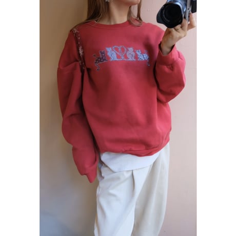 vintage red cat sweat