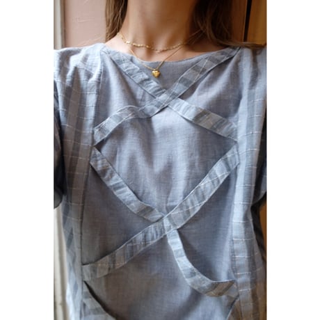 blue gray stripe blouse