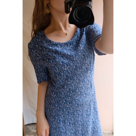 blue flower one-piece