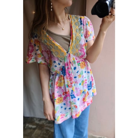 colorful flower blouse