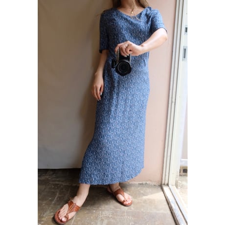 blue flower one-piece