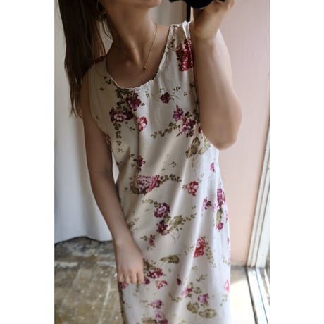 beige flower one-piece