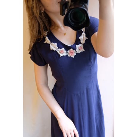 navy rose one-piece