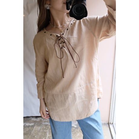 beige ribbon blouse