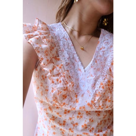 orange flower one-piece