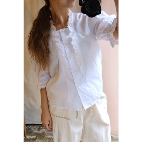 white frill  blouse