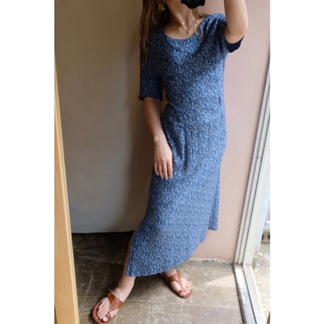 blue flower one-piece