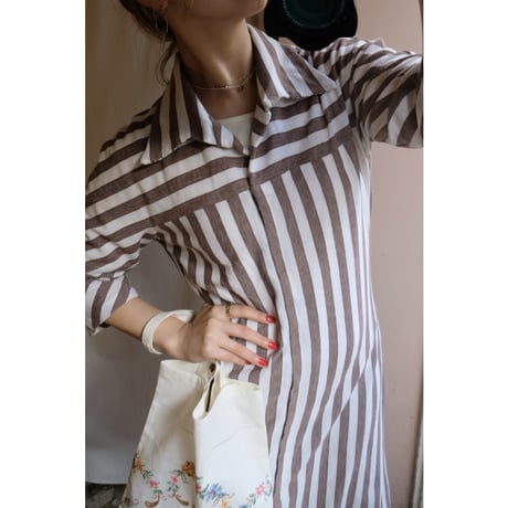 brown stripe one-piece