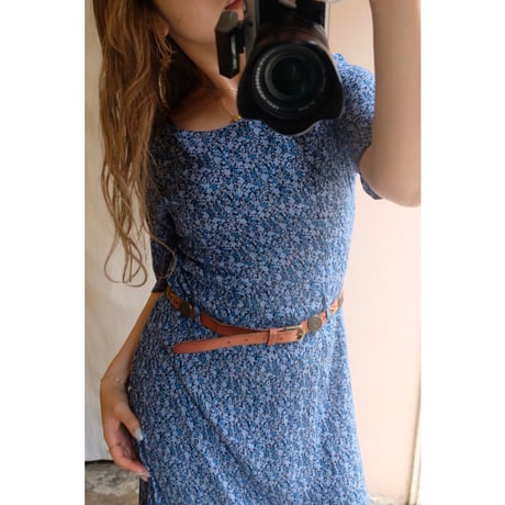 blue flower one-piece