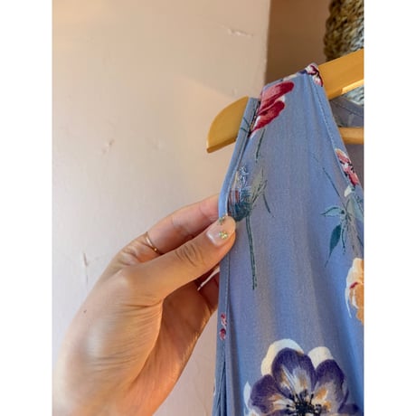 blue flower one-piece