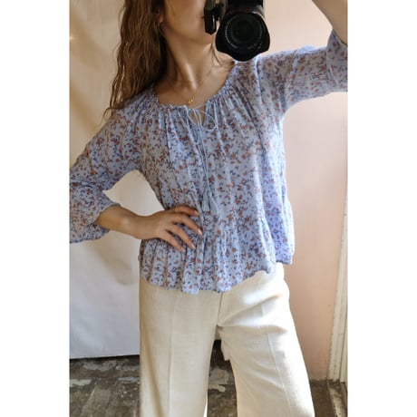 blue flower blouse