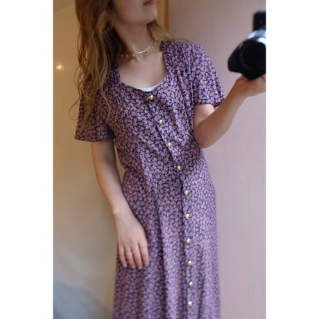 navy purple rose one-piece