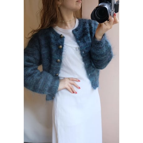 dark green mohair cardigan