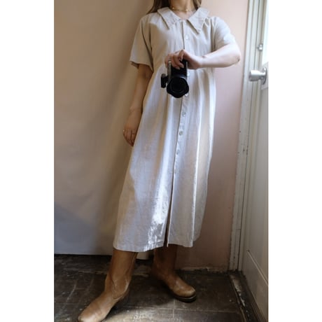 beige linen one-piece