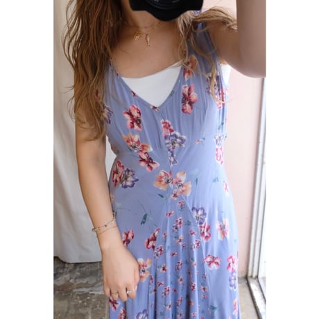 blue flower one-piece